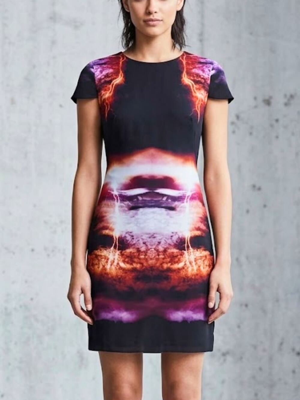 MCQ by Alexander McQueen Black Silk Cap Sleeve Dress – IT 42 / US 6